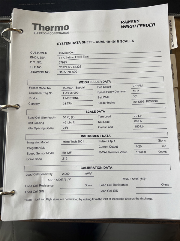 2 Units - Ramsey 36" X 19' Weigh Belt Feeder & Thermo Electron Corp Model 90-100a With Dual 10-101r Belt Scales)